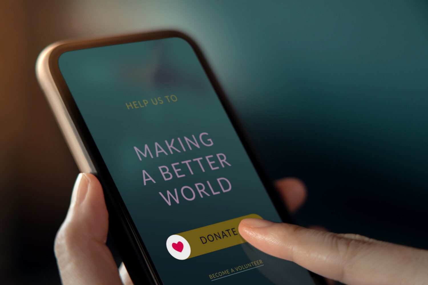 Zoomed in on an iPhone with the words "making a better world"