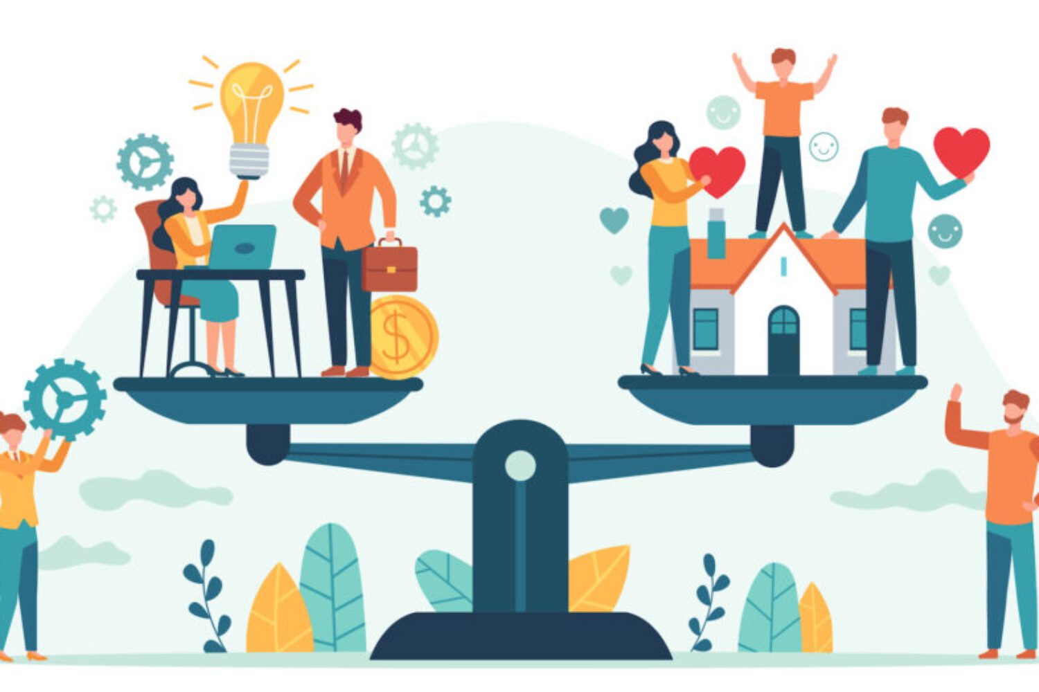 digital art of a scale with poeple